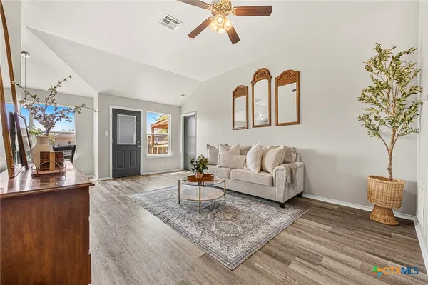 a living room with furniture