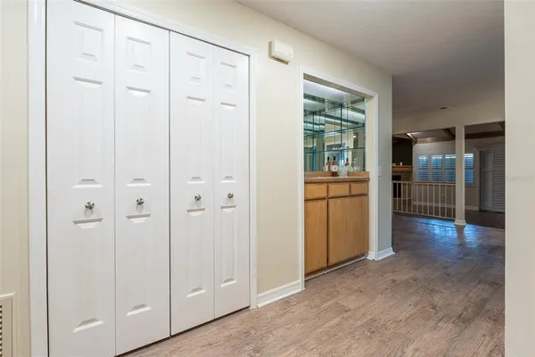 an empty room with sliding door