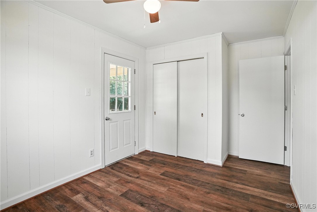 1822 Baughan Road Meherrin, VA 23954 - Photo 25 of 50 a view of empty room with wooden floor and fan