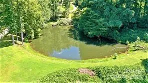 a view of a lake with a yard