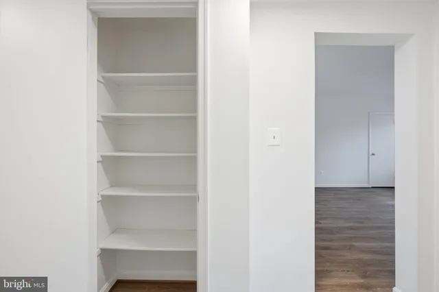 a view of an empty walk in closet