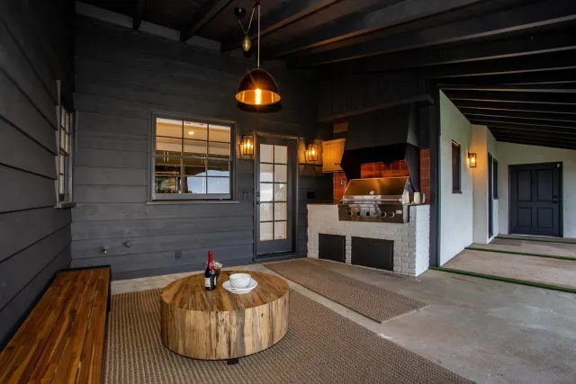 a kitchen with lots of counter top space