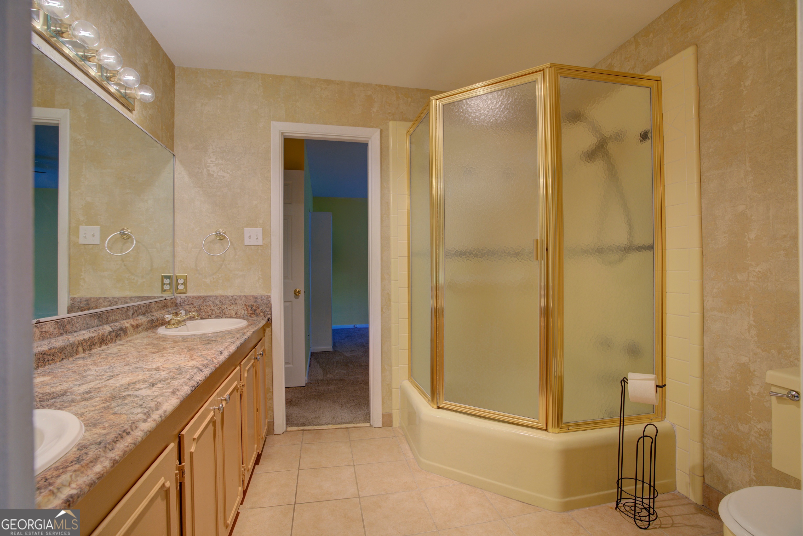 46 Turnbull Drive Rome, GA 30161 - Photo 21 of 47 a bathroom with a granite countertop sink shower and a mirror