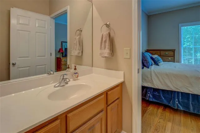 a view of an empty room and a window