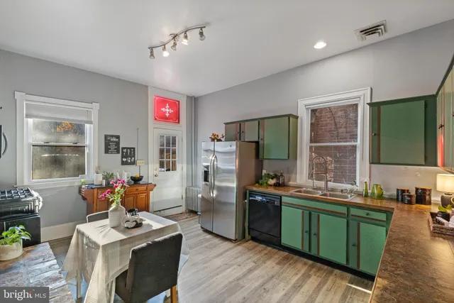 a workspace with furniture and window