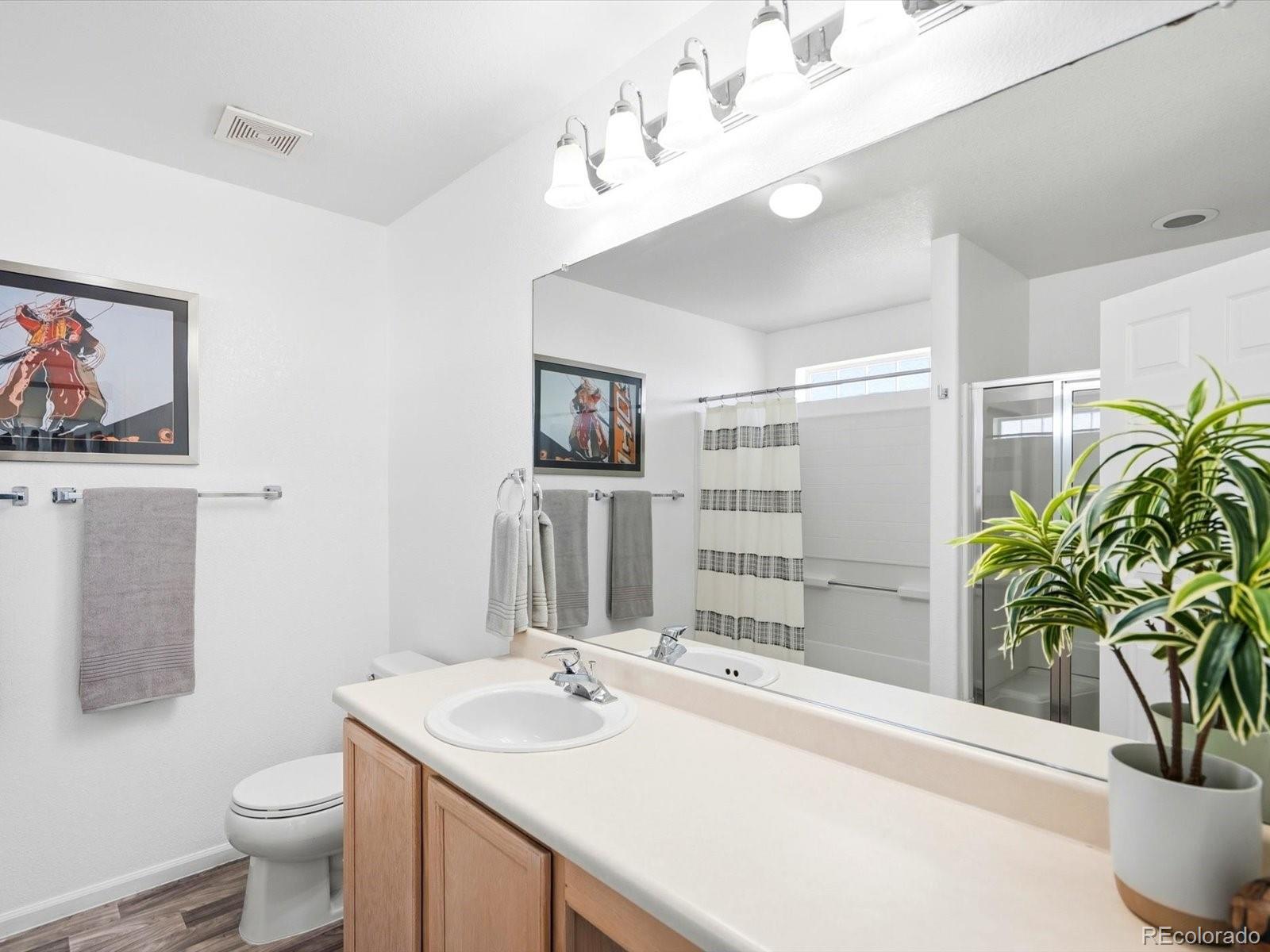 5444 Perth Court Denver, CO 80249 - Photo 28 of 46 a bathroom with a sink a toilet and mirror
