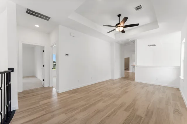 a view of an empty walk in closet