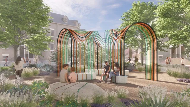 a view of a patio with couches and a potted plant on a table and chairs