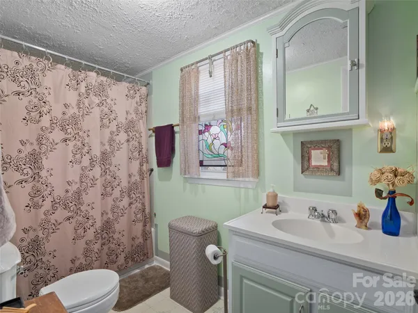 a bathroom with a sink mirror toilet and shower