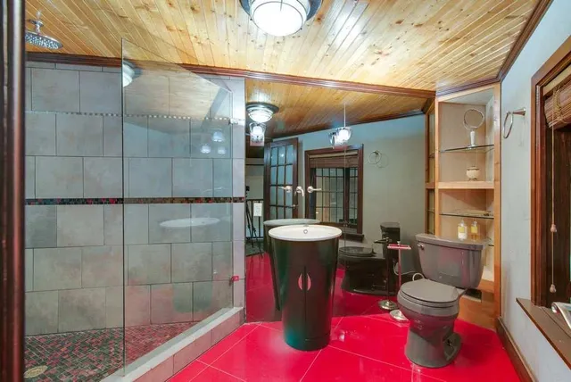 a bathroom with a shower