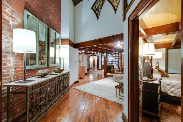 a view of a balcony and chairs