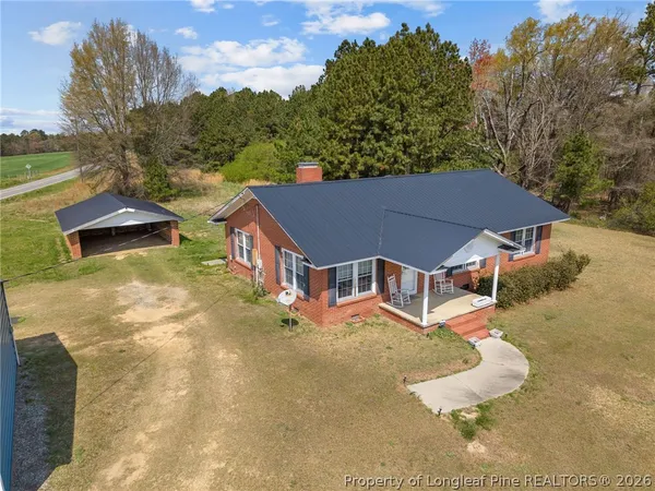 an aerial view of a house