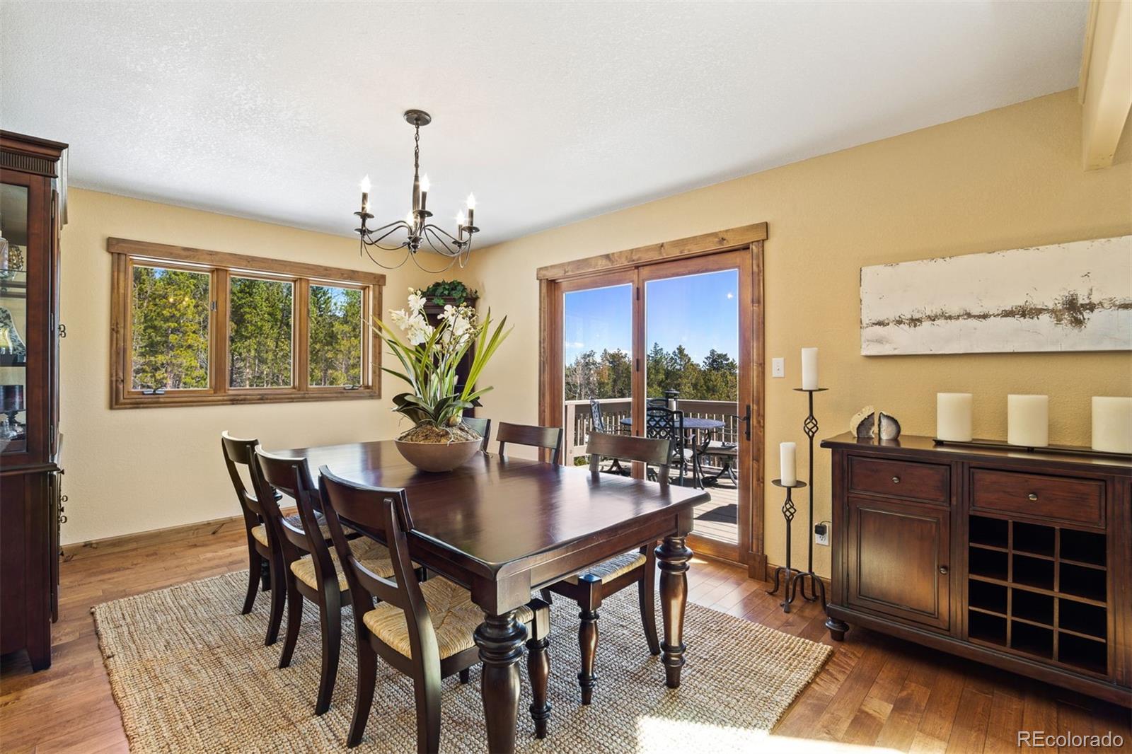 8331 South Warhawk Road Conifer, CO 80433 - Photo 11 of 40 a view of a dining room with furniture window and outside view