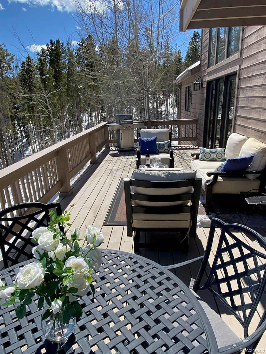 8331 South Warhawk Road Conifer, CO 80433 - Photo 13 of 40 a view of a patio with a table and chairs