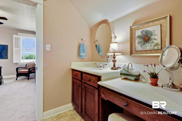 17140 Davis Road Summerdale, AL 36580 - Photo 27 of 33 Upstairs bath has separate room for vanity, toilet and tub. Lots of space!
