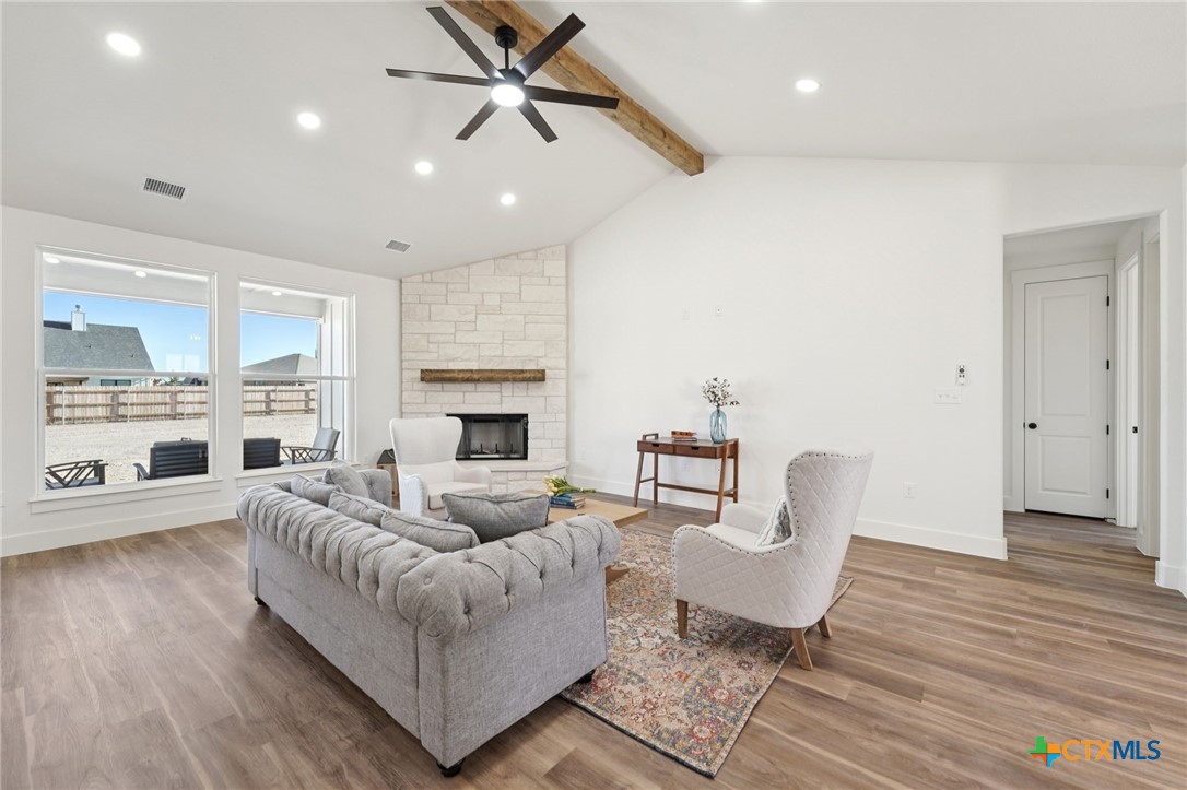 5207 Hollow Ranch Drive Salado, TX 76571 - Photo 7 of 37 a living room with furniture and a fireplace