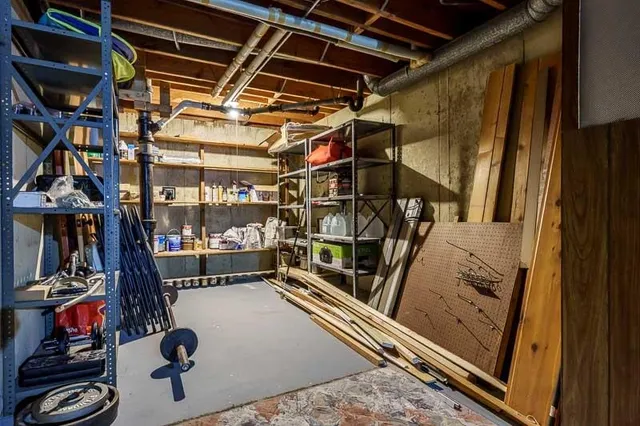 a view of storage and utility room with racks