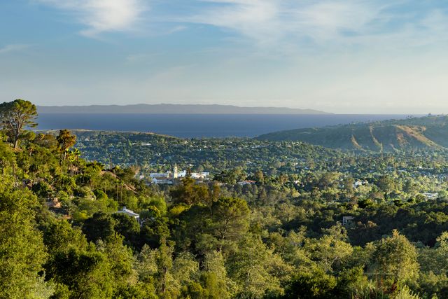 an aerial view of a house with a garden