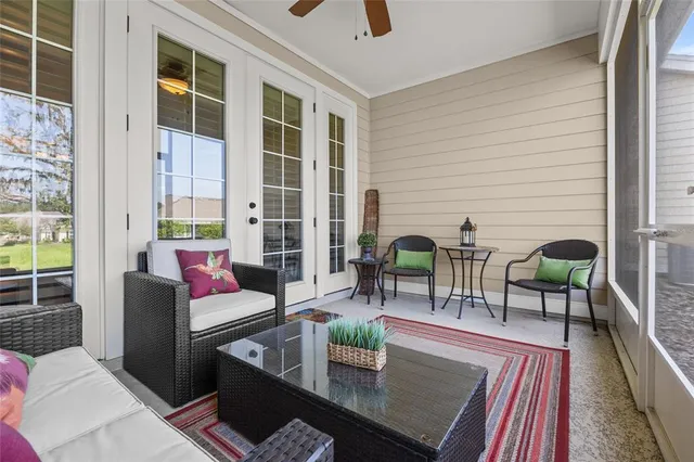 a outdoor living space with furniture