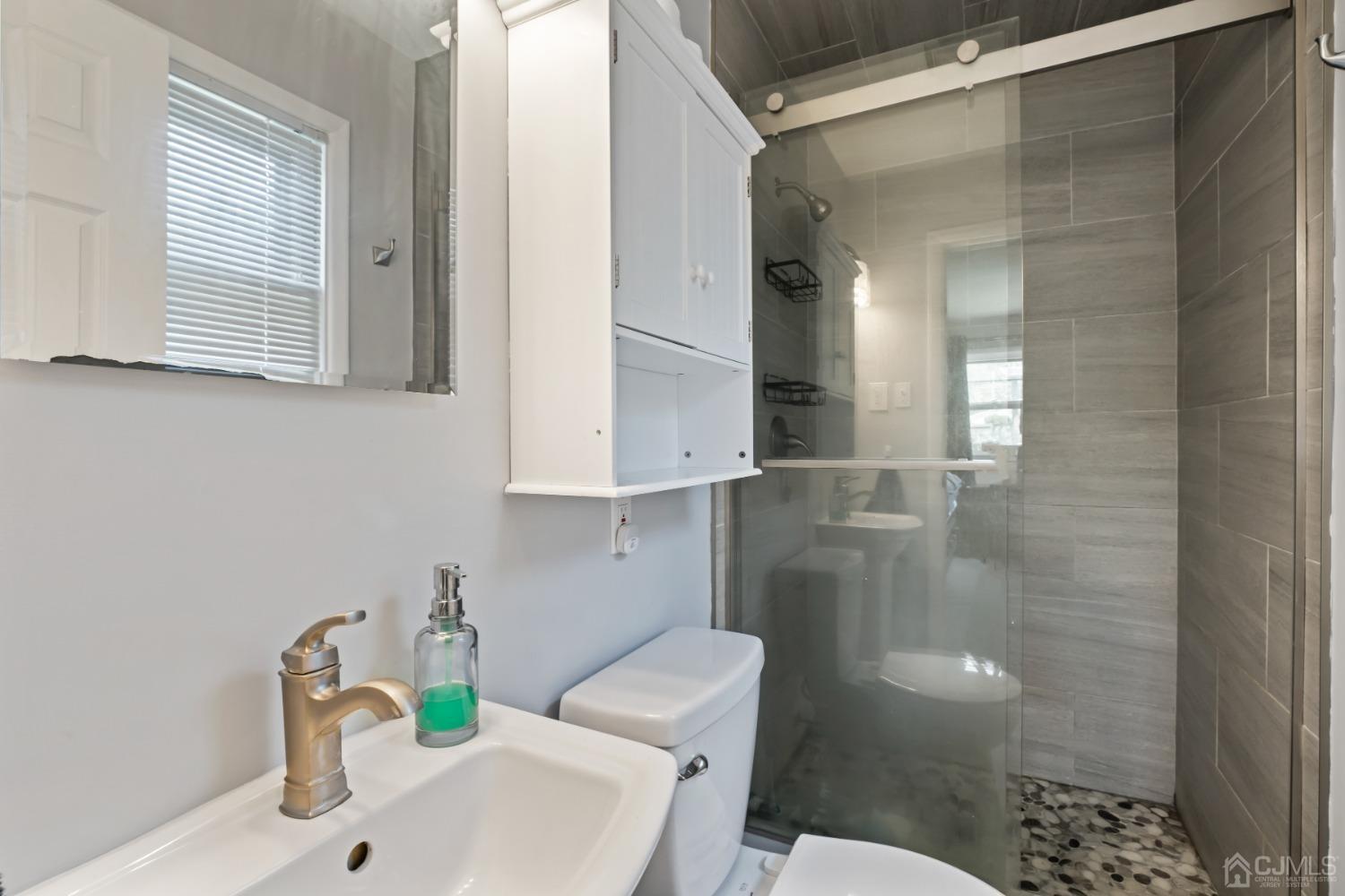 296 Colfax Road North Brunswick, NJ 08902 - Photo 22 of 37 a bathroom with a sink a toilet and shower