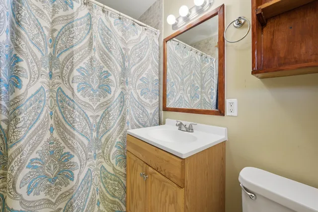 a bathroom with a sink toilet and vanity