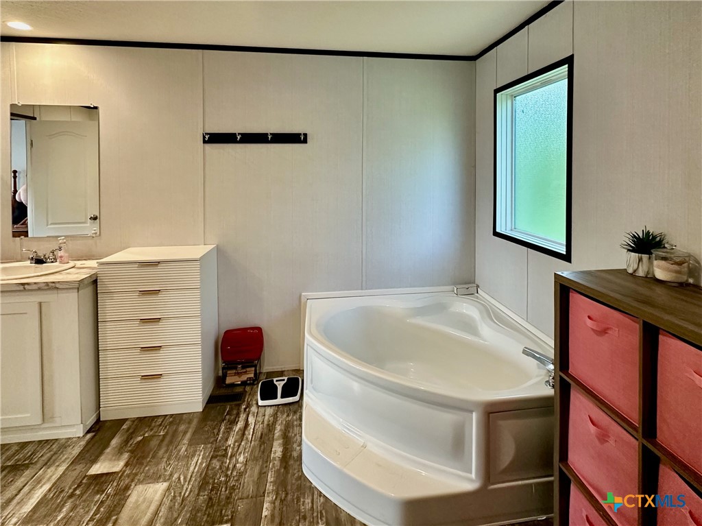 815 Track Road Dale, TX 78616 - Photo 13 of 21 a bathroom with a bathtub sink and a mirror