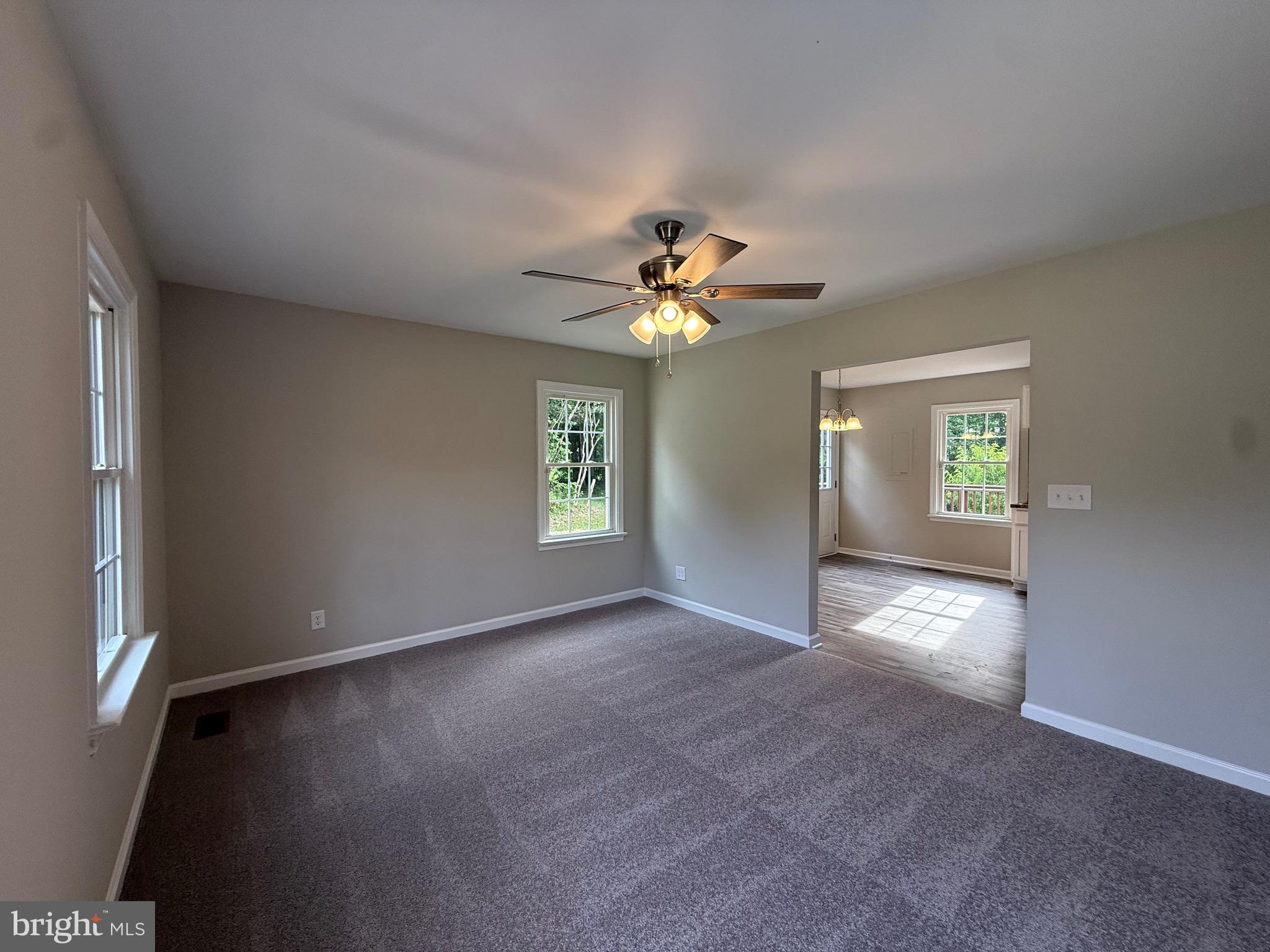 319 Chopping Road Mineral, VA 23117 - Photo 3 of 22 an empty room with windows and chandelier fan