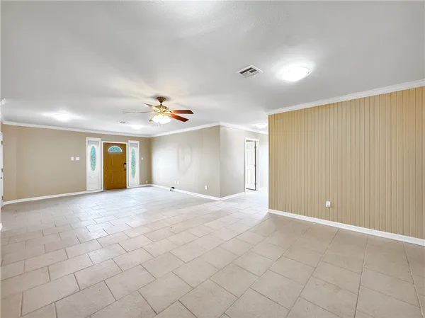 an empty room with windows