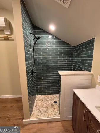 a bathroom with a shower