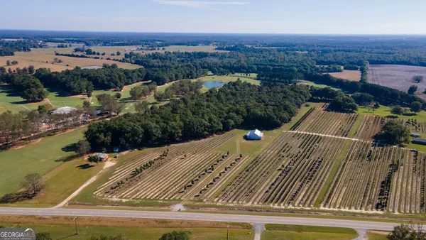 an aerial view of a house