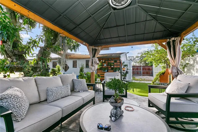 a patio with patio area