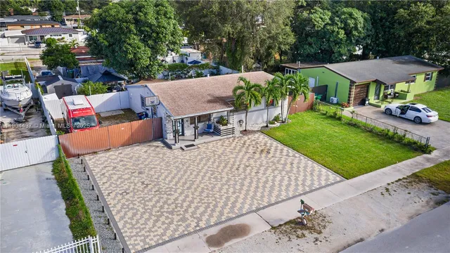 an outdoor space with seating area and furniture