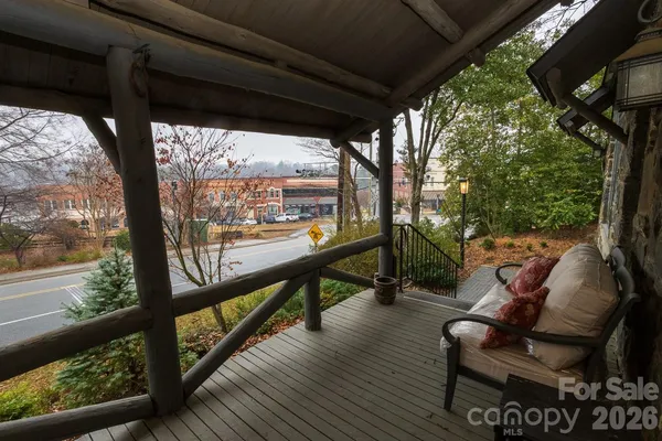 a view of city with an outdoor seating