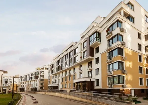 a front view of a building