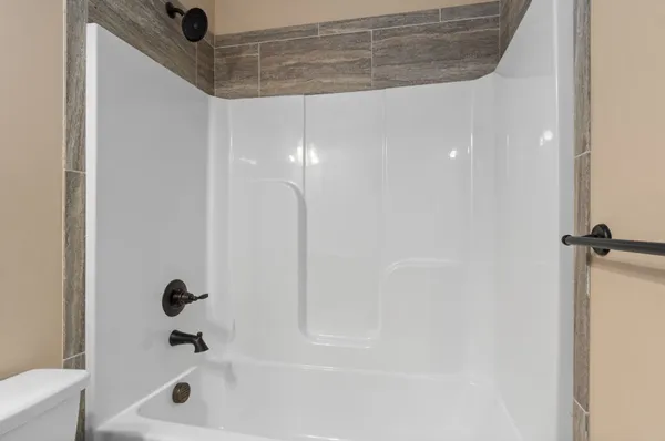 a bathroom with a bathtub