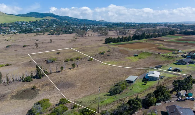 an aerial view of a yard