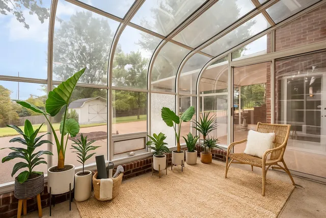 a building outdoor space with patio area