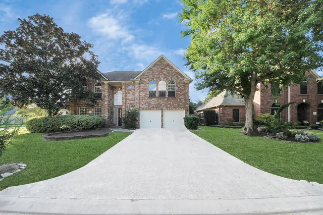 a view of a yard with a large tree