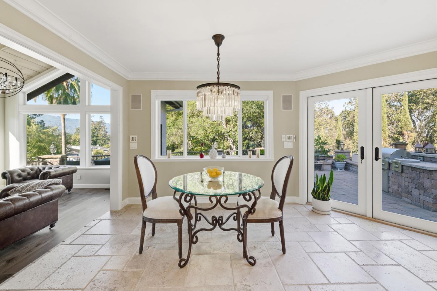 15965 Shannon Road Los Gatos, CA 95032 - Photo 6 of 53 a dining room with furniture a chandelier and wooden floor