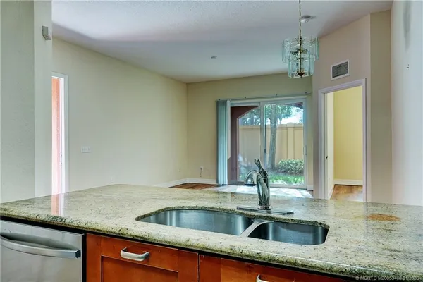 a view of a room with a window