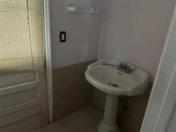 a bathroom with a window