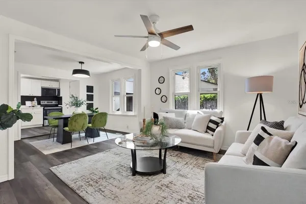 a living room with furniture