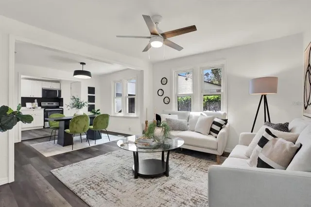 a living room with furniture