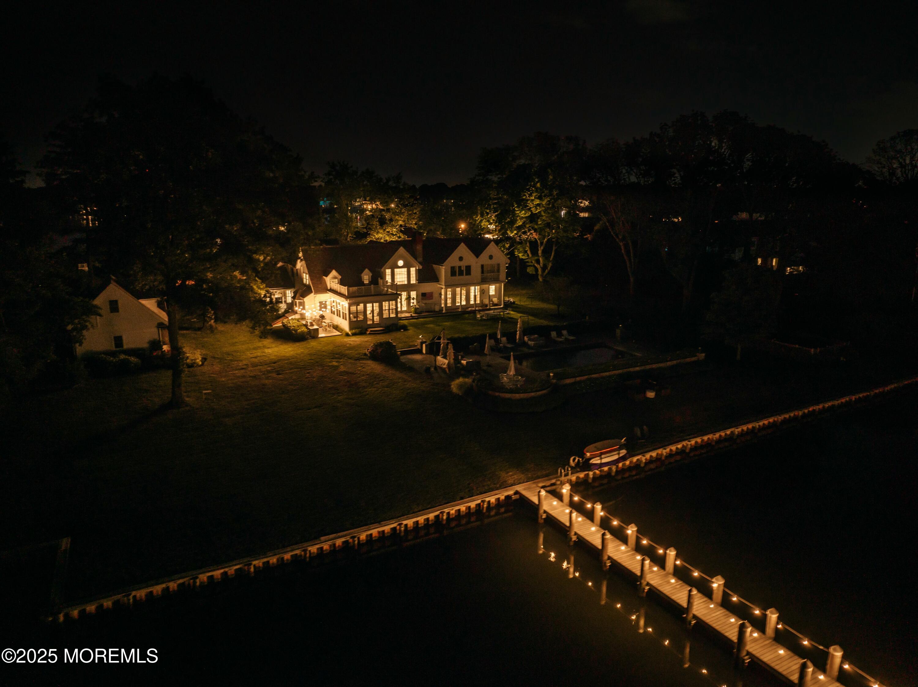 85 Goose Neck Point Road Oceanport, NJ 07757 - Photo 45 of 46 Drone of Backyard at Night