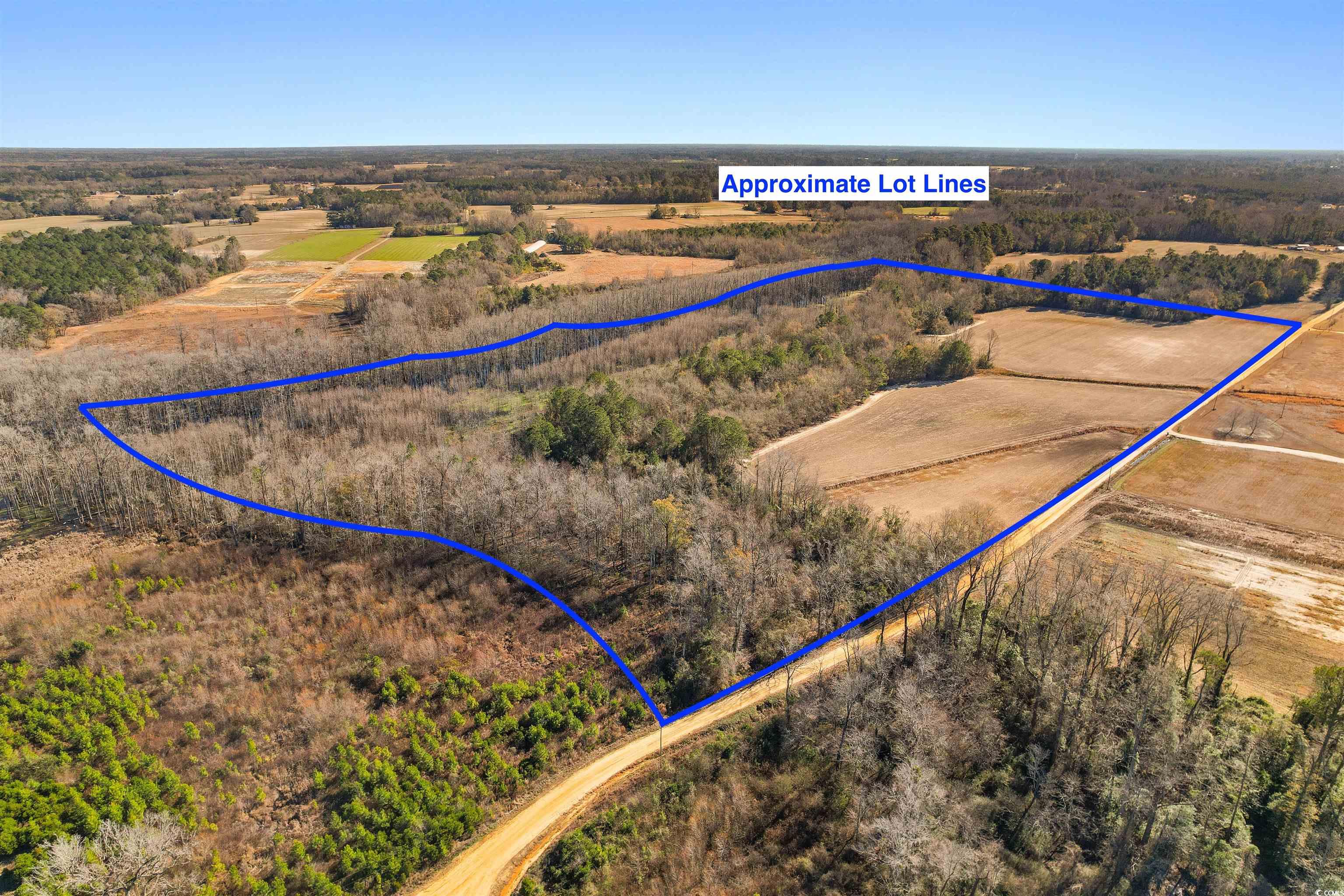 Tbd Elista Road Mullins, SC 29574 - Photo 2 of 16 Overview of rural landscape featuring property boundaries highlighted