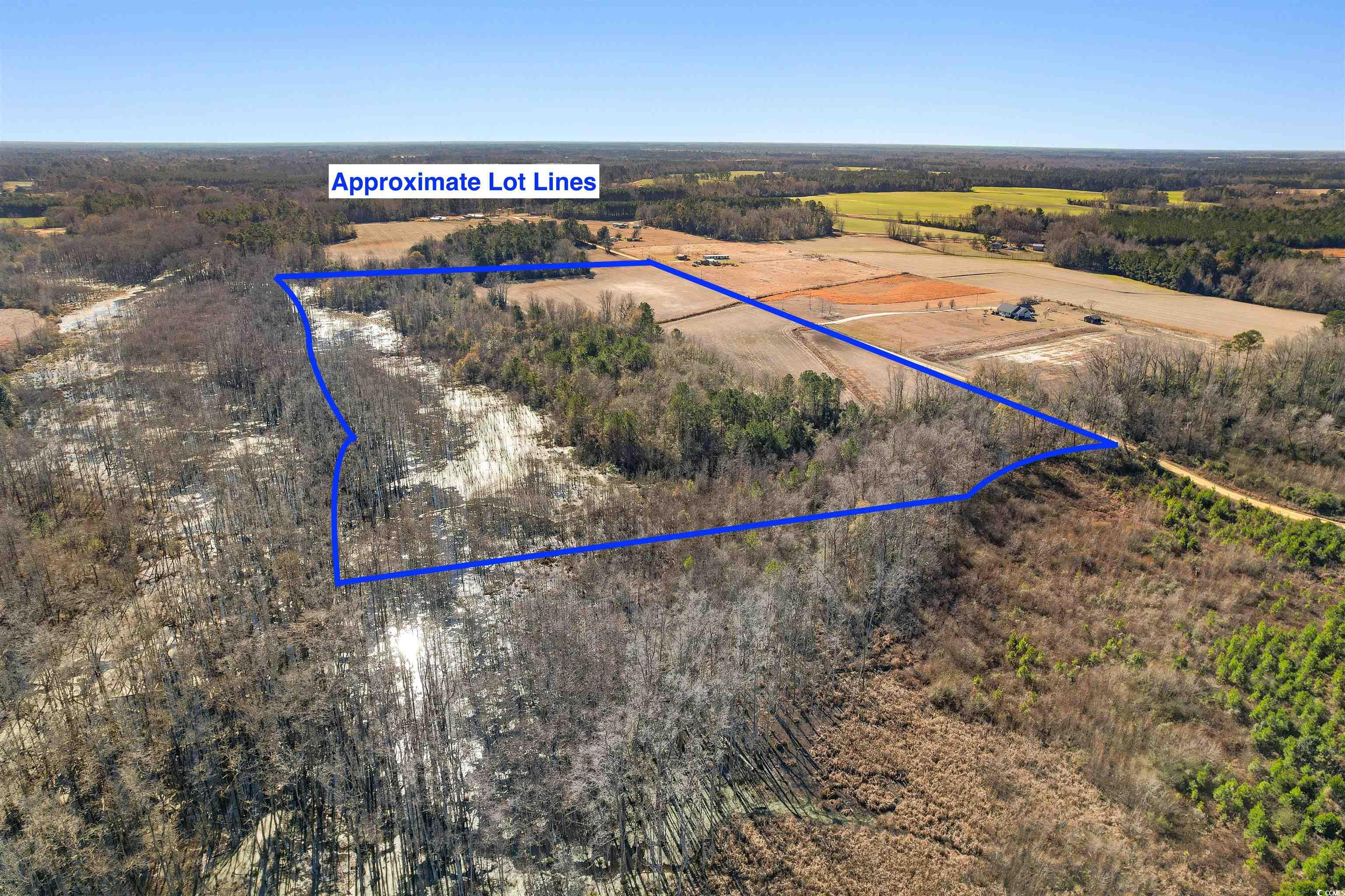 Tbd Elista Road Mullins, SC 29574 - Photo 3 of 16 Aerial view of sparsely populated area with property parcel outlined
