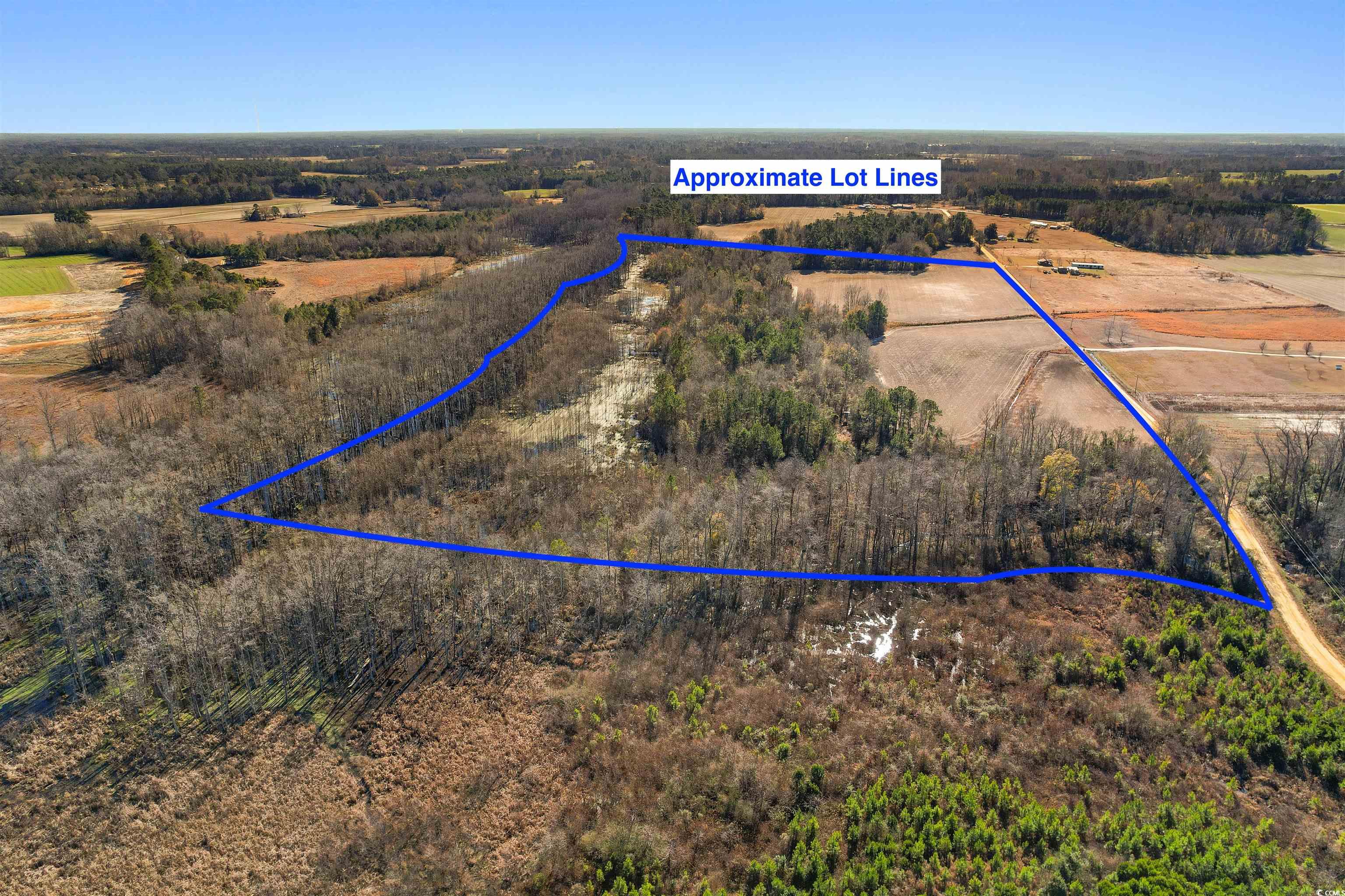 Tbd Elista Road Mullins, SC 29574 - Photo 6 of 16 Aerial view of sparsely populated area with property boundaries highlighted