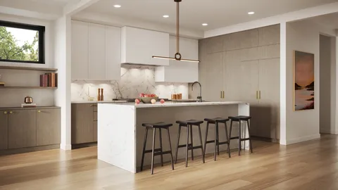 a living room with furniture a large window and a fireplace