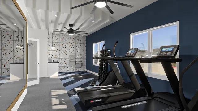 a view of a room with gym equipment