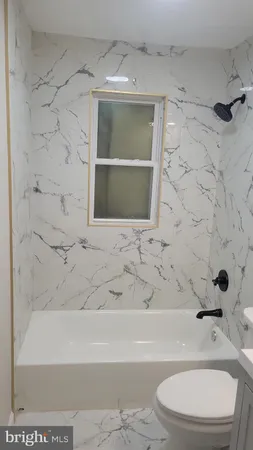 a bathroom with a toilet and a bathtub